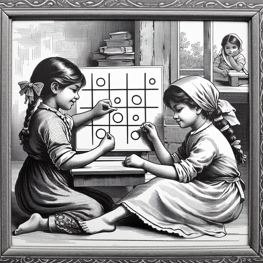 A historical depiction of Tic Tac Toe being played